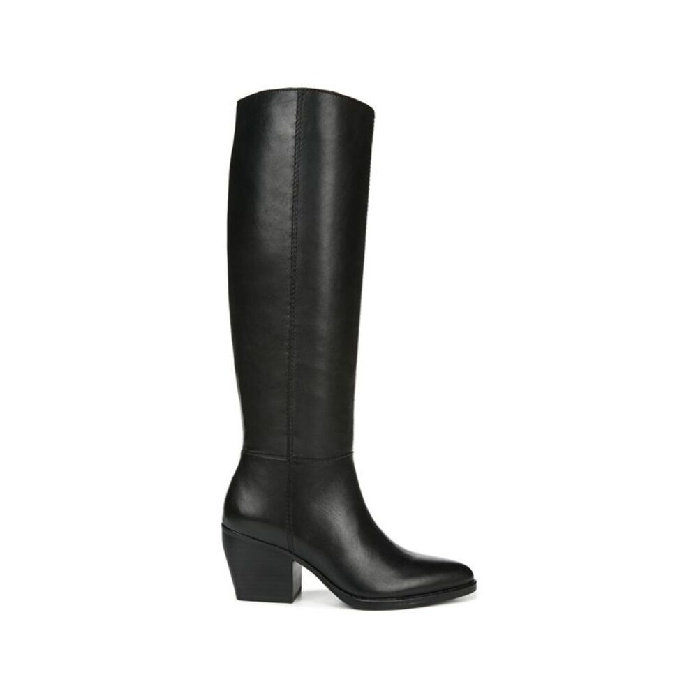NATURALIZER Womens Black Wide Calf Toe Stacked Heel Leather Heeled Boots 5